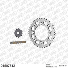Lade das Bild in den Galerie-Viewer, AFAM Kettensatz 428, golden, 2448kg, Alu, SUZUKI RM 85 K2,K3,K4,K5,K6,K7,K8,K9,L0,L1,L2,L5,L6,L7 2002-2017
