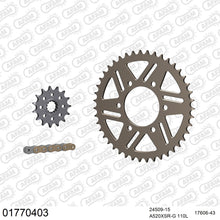 Lade das Bild in den Galerie-Viewer, AFAM Kettensatz 520, X-Ring, golden, 3712kg, Alu, KAWASAKI ZX 6 R ZX636 C1,C6F 2005-2006