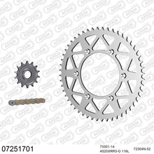 Lade das Bild in den Galerie-Viewer, AFAM Kettensatz 520, X-Ring, golden, 3498kg, Alu, KTM EXC-R 450 Six Days 2008-2008