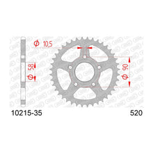 Lade das Bild in den Galerie-Viewer, AFAM Kettenrad 520, 35 Zähne, Stahl, schwarz