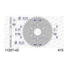 Lade das Bild in den Galerie-Viewer, AFAM Kettenrad 415, 42 Zähne, Alu, gun metal