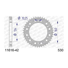 Lade das Bild in den Galerie-Viewer, AFAM Kettenrad 530, 42 Zähne, Alu, gun metal