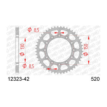 Lade das Bild in den Galerie-Viewer, AFAM Kettenrad 520, 42 Zähne, Stahl, silber