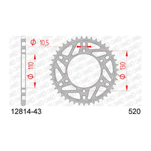 Lade das Bild in den Galerie-Viewer, AFAM Kettenrad 520, 43 Zähne, Stahl, schwarz