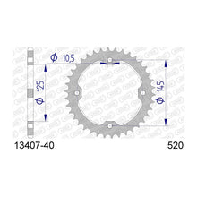 Lade das Bild in den Galerie-Viewer, AFAM Kettenrad 520, 40 Zähne, Alu, gun metal
