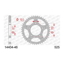 Lade das Bild in den Galerie-Viewer, AFAM Kettenrad 525, 46 Zähne, Stahl, schwarz
