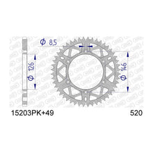 Lade das Bild in den Galerie-Viewer, AFAM Kettenrad 520, 49 Zähne, Alu, schwarz, selbstreinigend