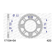 Lade das Bild in den Galerie-Viewer, AFAM Kettenrad 420, 54 Zähne, Alu, gun metal, selbstreinigend