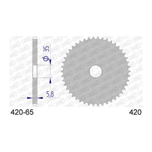 Lade das Bild in den Galerie-Viewer, AFAM Kettenrad Rohling 420, 65 Zähne, Alu, silber