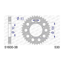 Lade das Bild in den Galerie-Viewer, AFAM Kettenrad 530, 38 Zähne, Alu, gun metal