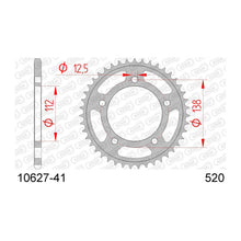 Lade das Bild in den Galerie-Viewer, AFAM Kettenrad 520, 41 Zähne, Stahl, schwarz