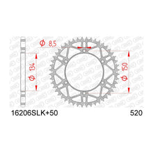Lade das Bild in den Galerie-Viewer, AFAM Kettenrad SLK 520, 50 Zähne, C45N Stahl, superleicht, extra hart, selbstreinigend, schwarz