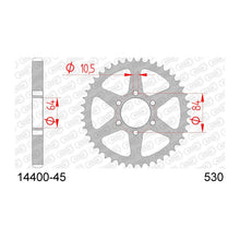 Lade das Bild in den Galerie-Viewer, AFAM Kettenrad 530, 45 Zähne, Stahl, schwarz