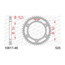 Lade das Bild in den Galerie-Viewer, AFAM Kettenrad 525, 46 Zähne, Stahl, schwarz