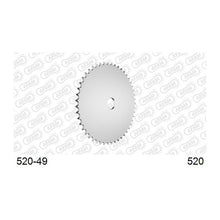 Lade das Bild in den Galerie-Viewer, AFAM Kettenrad Rohling 520, 49 Zähne, Alu, silber