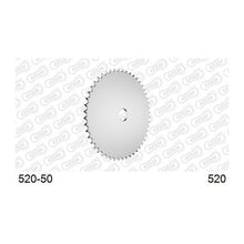Lade das Bild in den Galerie-Viewer, AFAM Kettenrad Rohling 520, 50 Zähne, Alu, silber