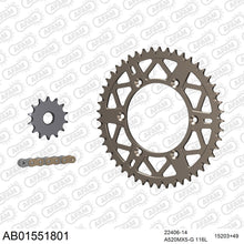 Lade das Bild in den Galerie-Viewer, AFAM Kettensatz 520, golden, 3814kg, Alu, selfclean, SUZUKI RM-Z 450 K5,K6,K7 2005-2007