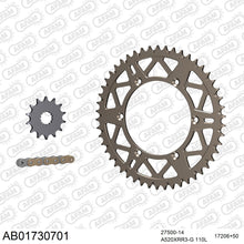 Lade das Bild in den Galerie-Viewer, AFAM Kettensatz 520, X-Ring, golden, 3498kg, Alu, selfclean, KAWASAKI KLX 300 R A7,A8,A9,A10,A6F,A7F 2002-2007