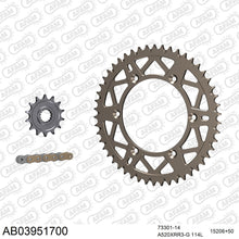Lade das Bild in den Galerie-Viewer, AFAM Kettensatz 520, X-Ring, golden, 3498kg, Alu, selfclean, BETA RR 450 Enduro / Enduro Racing 2006-2009