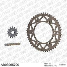 Lade das Bild in den Galerie-Viewer, AFAM Kettensatz 520, X-Ring, golden, 3498kg, Alu, selfclean, BETA RR 525 Enduro / Enduro Racing 2006-2009