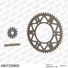 Lade das Bild in den Galerie-Viewer, AFAM Kettensatz 520, golden, 3814kg, Alu, selfclean, KTM SX-F 250 2017-2021
