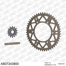 Lade das Bild in den Galerie-Viewer, AFAM Kettensatz 520, golden, 3814kg, Alu, selfclean, KTM SX 400 2000-2002