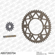Lade das Bild in den Galerie-Viewer, AFAM Kettensatz 520, X-Ring, golden, 3498kg, Alu, selfclean, KTM EXC 530 Six Days 2009-2011