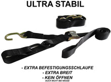 Lade das Bild in den Galerie-Viewer, Motorrad Spanngurte, Paar (2Stück) mit Hacken und Schlaufe extra breit 1,80m lang, 38mm breit