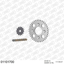 Lade das Bild in den Galerie-Viewer, AFAM Kettensatz 420, golden, 2142kg, Alu, HONDA XR 50 R Y,1,2,3 2000-2003
