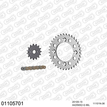 Lade das Bild in den Galerie-Viewer, AFAM Kettensatz 420, golden, 2611kg, Alu, HONDA CRF 70 F 4,5,6,7,8,9,A,C,D 2004-2013

