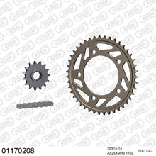 Lade das Bild in den Galerie-Viewer, AFAM Kettensatz 525, X-Ring, 4385kg, Alu, HONDA CBF 600 N 4,5,6,7 2004-2007

