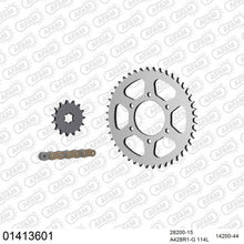 Lade das Bild in den Galerie-Viewer, AFAM Kettensatz 428, golden, 2244kg, SUZUKI TS 125 ER N,T,X,Z 1979-1982
