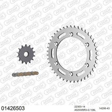 Lade das Bild in den Galerie-Viewer, AFAM Kettensatz 520, X-Ring, golden, 3498kg, SUZUKI DR 250 SE P,R,S 1993-1995
