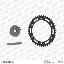 Lade das Bild in den Galerie-Viewer, AFAM Kettensatz 520, X-Ring, 4385kg, SUZUKI DR 600 S F,G,H,J,K 1985-1989
