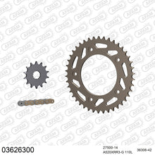 Lade das Bild in den Galerie-Viewer, AFAM Kettensatz 520, X-Ring, golden, 3498kg, Alu, APRILIA RS 250 1995-2003
