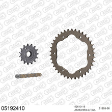 Lade das Bild in den Galerie-Viewer, AFAM Kettensatz 525, X-Ring, golden, 4987kg, Alu, DUCATI 1100 Streetfighter (for sprocket carrier PCD3) 2009-2010
