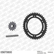 Lade das Bild in den Galerie-Viewer, AFAM Kettensatz 520, X-Ring, 4385kg, GILERA XRT 600 1988-1989
