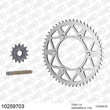 Lade das Bild in den Galerie-Viewer, AFAM Kettensatz 520, X-Ring, golden, 3498kg, Alu, HUSABERG FE 501 2013-2014
