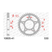Lade das Bild in den Galerie-Viewer, AFAM Kettenrad 530, 41 Zähne, Stahl, schwarz
