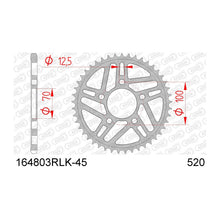 Lade das Bild in den Galerie-Viewer, AFAM Kettenrad RLK 520, 45 Zähne, C45N Stahl, superleicht, extra hart, schwarz

