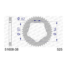Lade das Bild in den Galerie-Viewer, AFAM Kettenrad 525, 38 Zähne, Alu, gun metal
