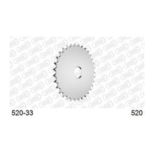 Lade das Bild in den Galerie-Viewer, AFAM Kettenrad Rohling 520, 33 Zähne, Alu, silber

