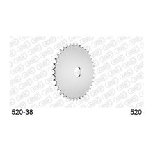 Lade das Bild in den Galerie-Viewer, AFAM Kettenrad Rohling 520, 38 Zähne, Alu, silber
