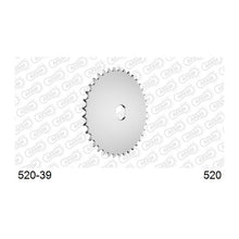 Lade das Bild in den Galerie-Viewer, AFAM Kettenrad Rohling 520, 39 Zähne, Alu, silber
