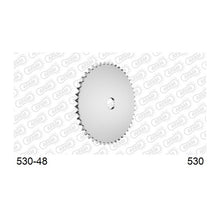 Lade das Bild in den Galerie-Viewer, AFAM Kettenrad Rohling 530, 48 Zähne, Alu, silber
