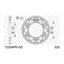 Lade das Bild in den Galerie-Viewer, AFAM Kettenrad 520, 50 Zähne, Alu, schwarz, selbstreinigend
