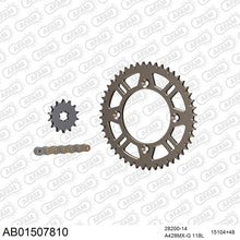 Lade das Bild in den Galerie-Viewer, AFAM Kettensatz 428, golden, 2448kg, Alu, selfclean, SUZUKI RM 80 K,L,M,N,P,R,S,T,V,W,X,Y,K1 1989-2001
