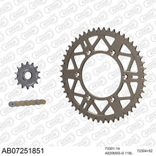 Lade das Bild in den Galerie-Viewer, AFAM Kettensatz 520, golden, 3814kg, Alu, selfclean, KTM XC-F 450 2008-2009
