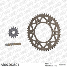 Lade das Bild in den Galerie-Viewer, AFAM Kettensatz 520, golden, 3814kg, Alu, selfclean, KTM SX 520 Racing 2001-2003
