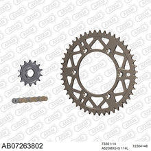 Lade das Bild in den Galerie-Viewer, AFAM Kettensatz 520, golden, 3814kg, Alu, selfclean, KTM SX 525 2003-2006

